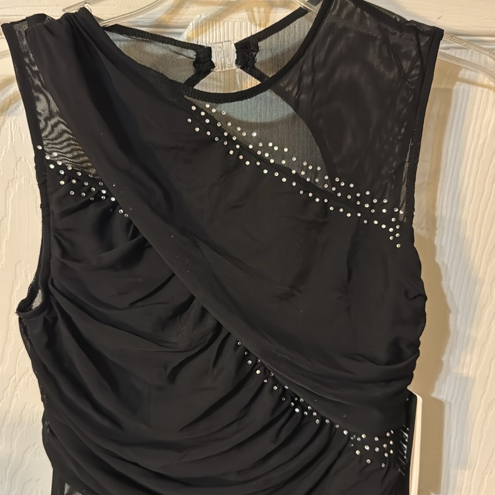 iEFiEL Dancewear S Black Leotard Pull-on with gemstones cascading skirt - Picture 14 of 15